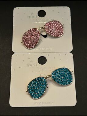 Mint Sparkling Rhinestone Sunglasses Brooche in Assorted Colors NWT